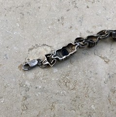 🖤✨AUTHENTIC VINTAGE STERLING SILVER BLACK ONYX LINK ESTATE JEWELRY BRACELET ✨🖤