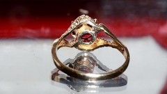 14k yellow gold ring 1.00ct Bohemian garnet sz 6 solitaire vintage 2.40g N3159