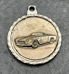 Vintage Italian Sports Car Convertible Charm Pendant Rope Border Fob