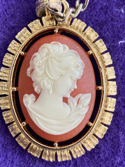 Vintage 23 inch Chain with retro style Victorian lady CAMEO
