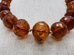 Vintage Rare GORGEOUS FACETED AMBER Hand Knotted NECKLACE – 44 GRAMS