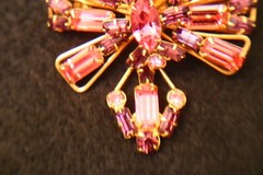 Antoniette Brooch Gold Filled Pulple And Hot Pink Rhineston Ventage Bro
