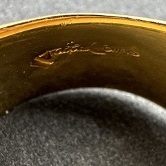 JACKIE COLLINS ring size 8.75 – vintage gold-tone w/ brown & clear crystals