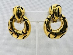 Vintage Jackie Collins Haute Couture Gold Tone Runway Door Knocker Clip Earrings