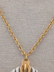 RARE J.J Gold Tone White Enamel Geometric Art Deco inspired pendant necklace