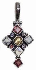 925 Sterling Silver Gemstone Amethyst Garnet Citrine Peridot Cross Pendant VTG