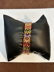 Vintage Ross-Simons Gold Tone Multi Gemstone Bracelet