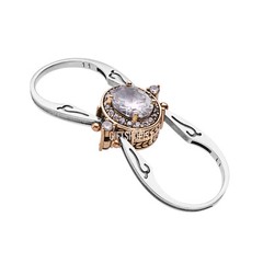 Turkish Reversible Oval London Blue and White Topaz 925 Sterling Silver Ring