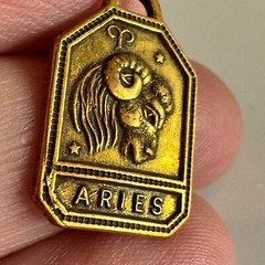 Vintage 1930s-1940s Zodiac Brass Charm ARIES Gold Tone Astrology NOS