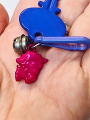 1980s Bell Charm Purple Key Collectible Clip On Charm for 1980s Necklace BIN J