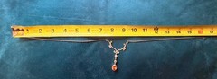 Sterling Silver Victorian Revival Necklace Orange Clear Stones Artisan Made 16.5