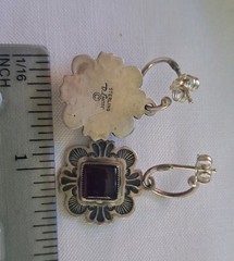 Vintage D Lucas Sterling Clover Shape Featuring Amethyst Stone Dangle Earrings