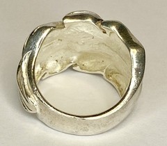 Vintage Large Sterling Silver 925 Leaf 9mm Cultured Pearl Statement Ring SZ 7.5