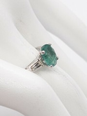 Vintage 1950s $5000 2.30ct Colombian Emerald Diamond Platinum Wedding Ring