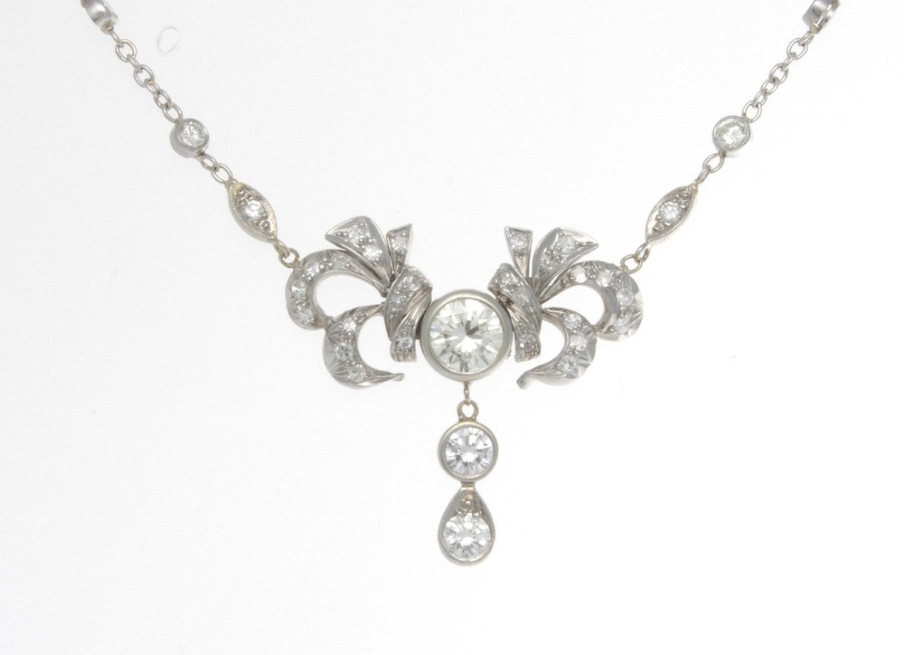 Beautiful Original Antique 3.00 CTW. DIAMONDs 14 K Gold NECKLACE 16′ 9.6 grams