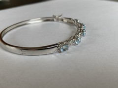 Sterling Silver Vintage Blue Topaz Bangle Bracelet