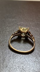 ANTIQUE 10K YELLOW GOLD URANIUM LIME GREEN SPINEL GEMSTONE RING size 6 ~ 1.7 g
