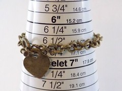 Sterling Silver Heart Charm Toggle Clasp Bracelet 925 Chain Links 6.75 In 24.9g