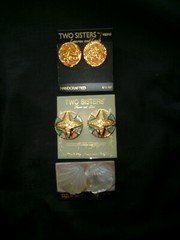 Vintage Lot NOS Pierced and Clip On Earrings, Set of 3 Pair Two Sisters Medici
