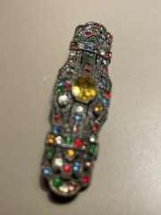 Vintage 1930s Art Deco Czech Rainbow Rhinestone Bar Brooch & Dress Clip Lot