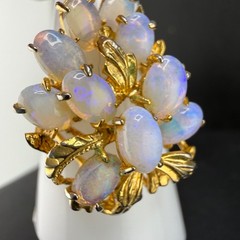 Vintage Cocktail Ring Gold Tone Polished Stone Size 8.5
