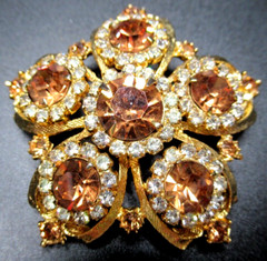 EDLEE Champagne & Ice Rhinestone Vintage Pin Brooch