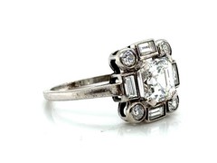 Art Deco Diamond Engagement Ring Asscher 2.05ct IGI 1920’s 18K White Gold
