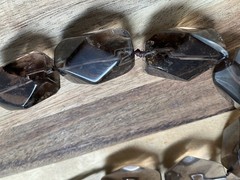 Vintage Smoky Quartz Chunky Necklace Black Cord 925 Clasp