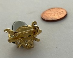 Vtg Ladybug Beetle Brooch Jelly Belly Lucite Cab Green Rhinestone Goldtone Pin