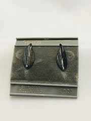 Vintage Panache Black Textured Leaf Earrings 14k GF Posts 7/8” Leaves New