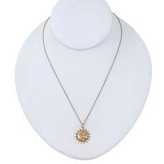 Vintage Gold-Tone Sterling Silver 925 Sun Face Pendant Necklace 16″-18″