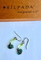 SILPADA Sterling Silver 925 Green Glass PREHNITE Seed Bead DANGLE EARRINGS W1836