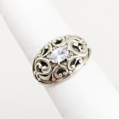 Vintage Elegant RING Silver 925 with Big Bright Stone -size: 9US (18.8mm) | #113