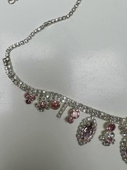 EISENBERG ICE Vintage Silver Tone Pink Rhinestone Crystal Choker Necklace
