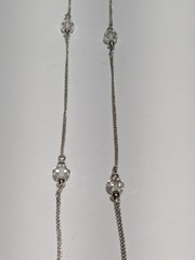 Avon Silver Tone Cable Link Necklace. Stationed Clear Faceted Acrylic Beads 29″