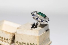 Art Deco Vintage Lab Created Diamond Woman’s Engagement Wedding Ring 925 Silver
