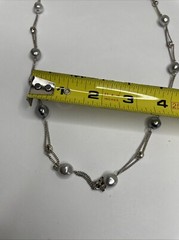 Vintage MONET Silver Tone Ring Bead & Gray Faux Pearl Long Necklace 36in
