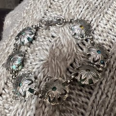 Vintage 60’s TURQUOISE Stones Nuggets Silver Tone Southwestern Western Bracelet