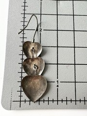 Sterling Silver Vintage Triple Heart Overlap Dangle Earrings