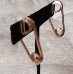 Vintage 40s-50s Punk Rock Safety Pin Screw Back Gold Tone Earrings