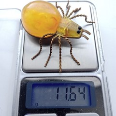 Vintage Spider Brooch Amber Color Resin. Made in the USSR