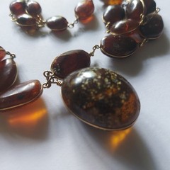 Vintage Bultic Amber Graduated Nuggets Wire Wrapped Necklace 24” 26g