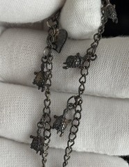 Vintage 925 Sterling Silver Dangling Tiny Turtle Charms Chain Link Bracelet 7.5”