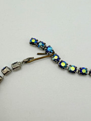 BLUE CRYSTAL RHINESTONE BOW Y-DROP STATEMENT NECKLACE 16IN WOMENS HOOK CLASP