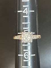 1940’s Vintage 4.2mm Natural Diamond 14K Gold Platinum Hallmark Engagement Ring