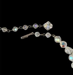 Vintage Aurora Borealis Crystal Drop Choker Statement Necklace 15in