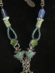 Vintage H. Dublin Signed Necklace Dangle Crystal Multicolor Bead Statement 18”
