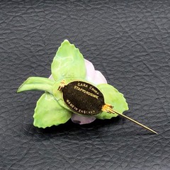 Cara China Porcelain Flower Brooch Purple Rose Staffordshire England Floral Pin