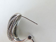 Vintage Sterling Silver 925 Gold Pave CZ Huggie Small Hoop Omega Earrings