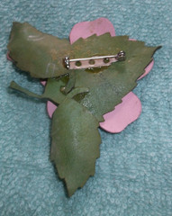Vintage Pink Leather Flower Pin